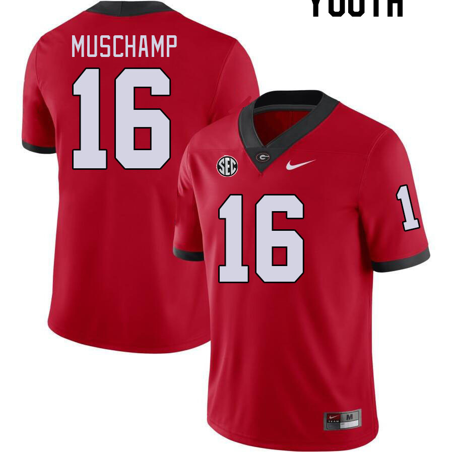 Youth #16 Jackson Muschamp Georgia Bulldogs College Football Jerseys Stitched-Red